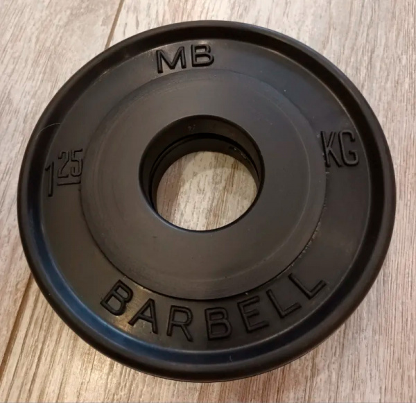 Диск обрезиненный, черный, евро-классик MB Barbell MB-PltBE-1,25