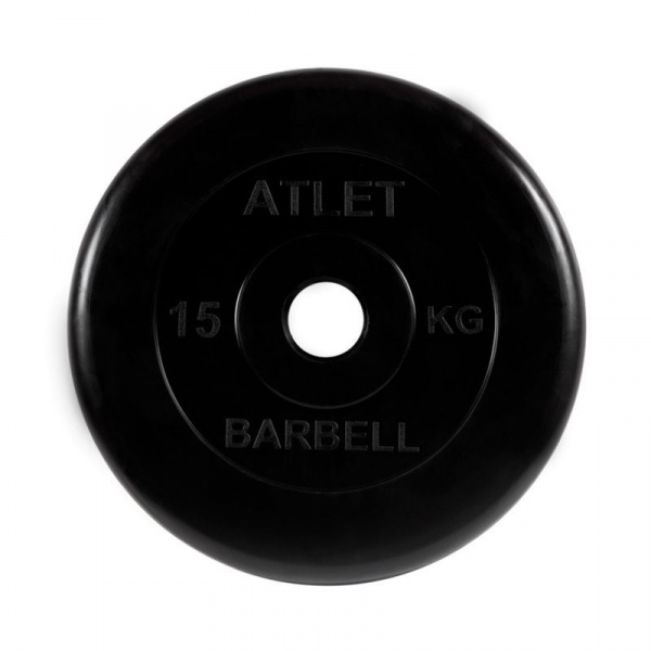 Диск обрезиненный Atlet, 15 кг 51 мм MB Барбел МВ-AtletB51-15
