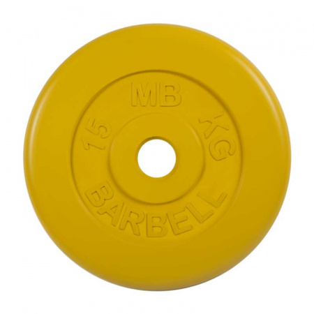 Диск обрезиненный желтого цвета, 51 мм MB Barbell MB-PltC51-15