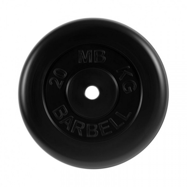 Диск обрезиненный, черного цвета 26 мм MB Barbell MB-PltB26-20