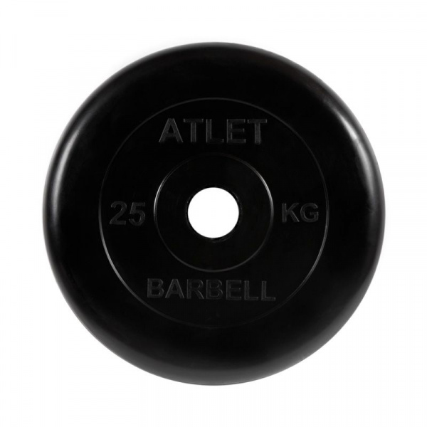 Диск обрезиненный Atlet, 25 кг 51 мм MB Barbell МВ-AtletB51-25