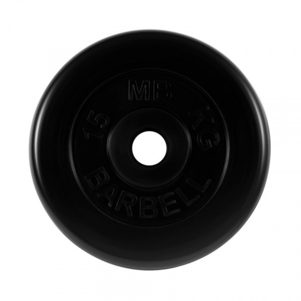 Диск обрезиненный черного цвета, 51 мм MB Barbell MB-PltB51-15